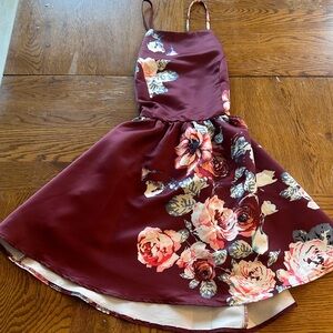 Floral Burgundy Cocktail Dress